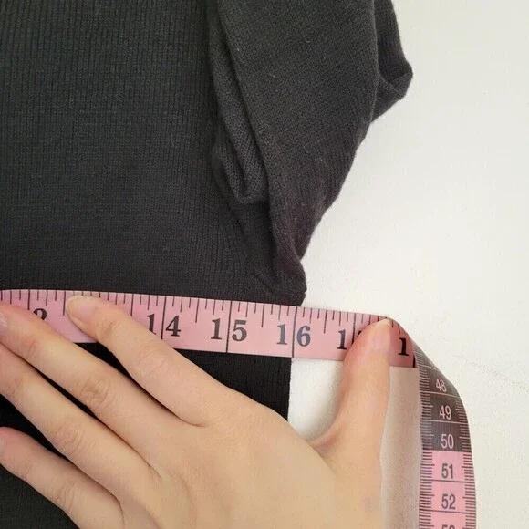 Ann Taylor Black Cowl Neck Long Sleeve Ribbed Wool Knit Midi Dress Size XSP - Picture 6 of 11